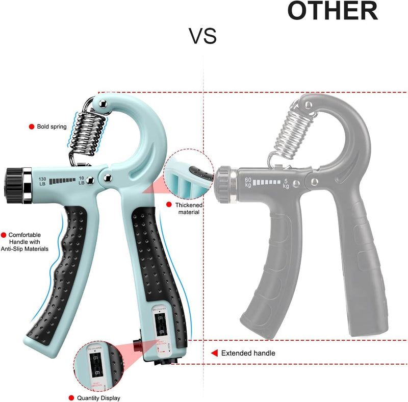 Adjustable Hand Grip Strengthener - 2 Pack (5-60KG/11.02–132.28 lbs)-Black-State of Style