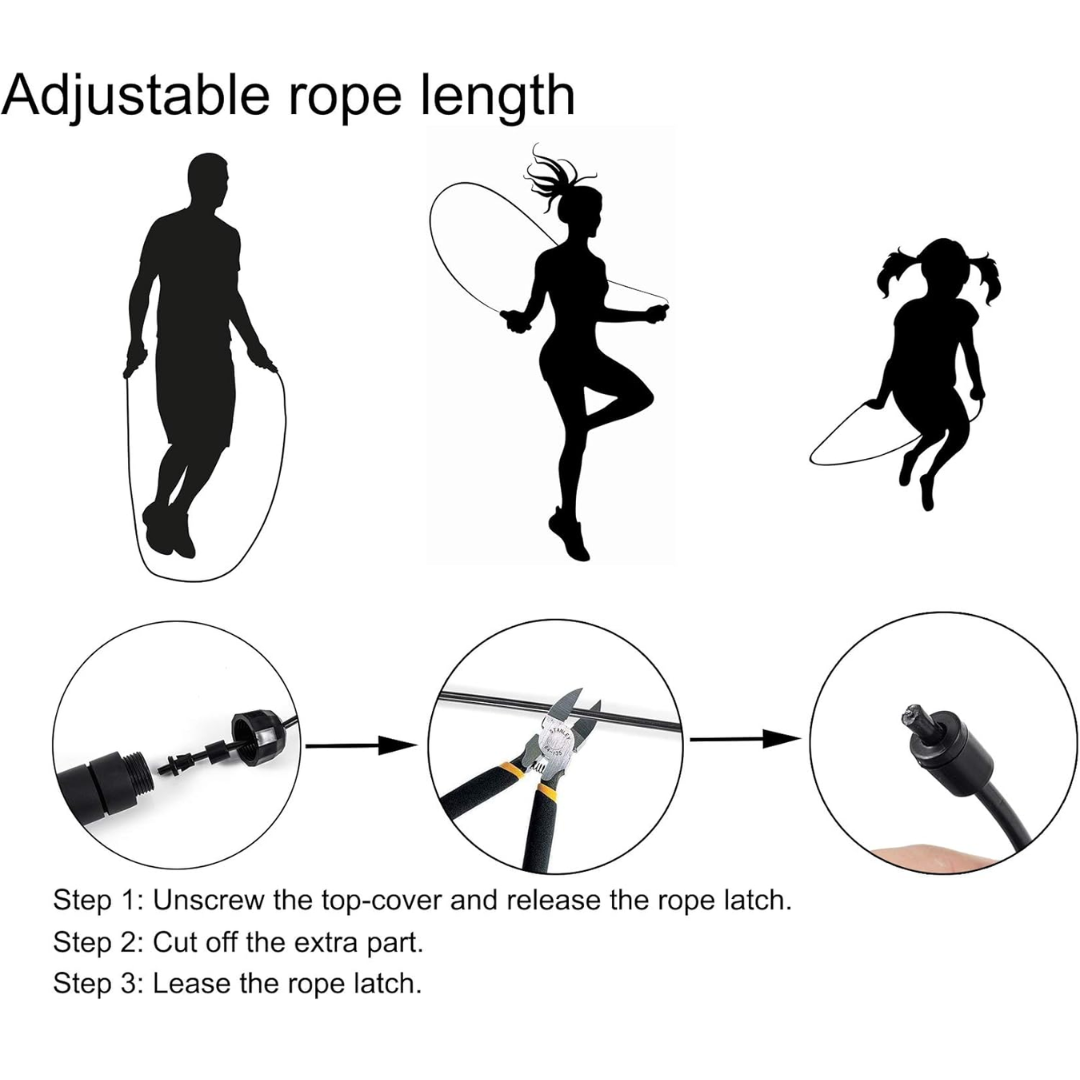 Adjustable Jump Rope with Tangle-Free Bearings-Black-State of Style