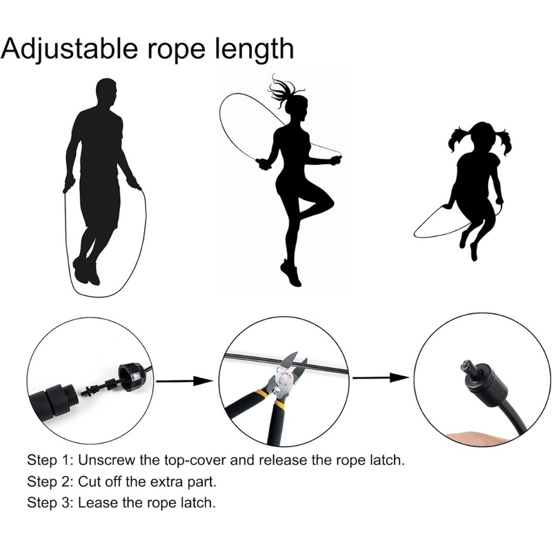 Adjustable Jump Rope with Tangle-Free Bearings-Black-State of Style