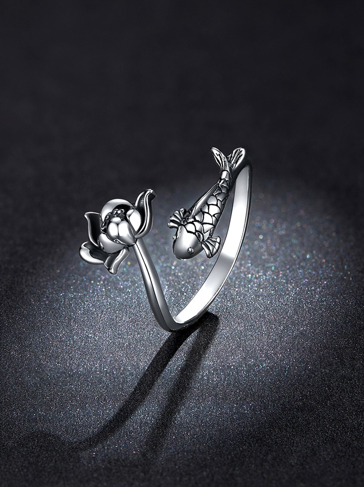 Adjustable Koi and Lotus Ring | Women’s Jewellery-State of Style