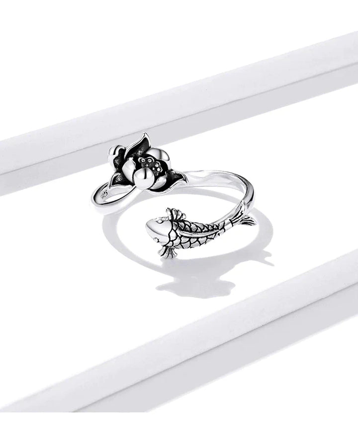 Adjustable Koi and Lotus Ring | Women’s Jewellery-State of Style