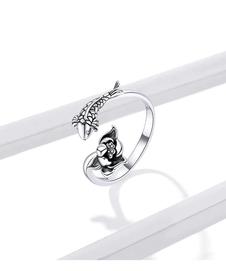 Adjustable Koi and Lotus Ring | Women’s Jewellery-State of Style