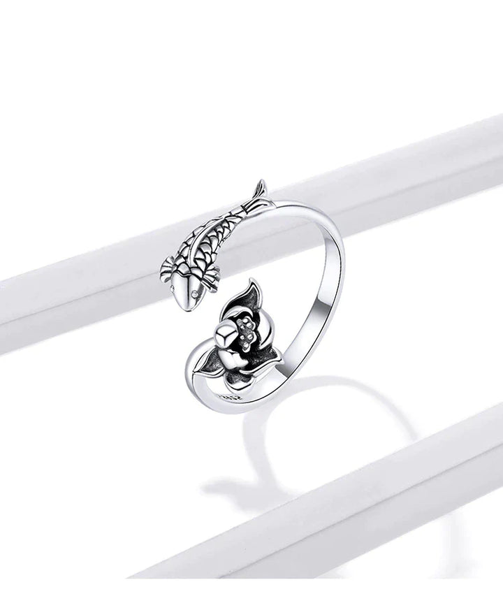 Adjustable Koi and Lotus Ring | Women’s Jewellery-State of Style
