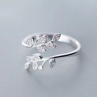 Adjustable Leaf Ring with Zirconia - Amalthea-State of Style