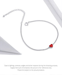 Adjustable Red Heart Charm Bracelet in 925 Sterling Silver-State of Style