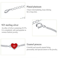 Adjustable Red Heart Charm Bracelet in 925 Sterling Silver-State of Style