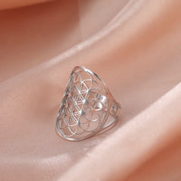Adjustable Ring | Flower of Life Design | Versatile Jewellery-925 Silver-State of Style