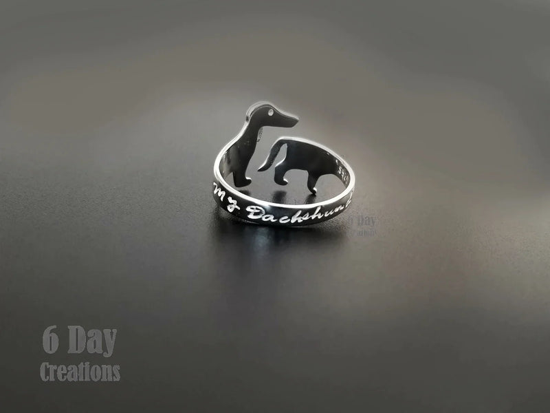 Adjustable Silver Dachshund Ring | Cute Dog Design-State of Style