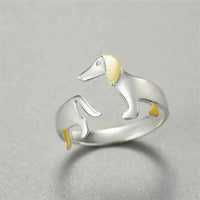 Adjustable Silver Dachshund Ring | Cute Dog Design-State of Style
