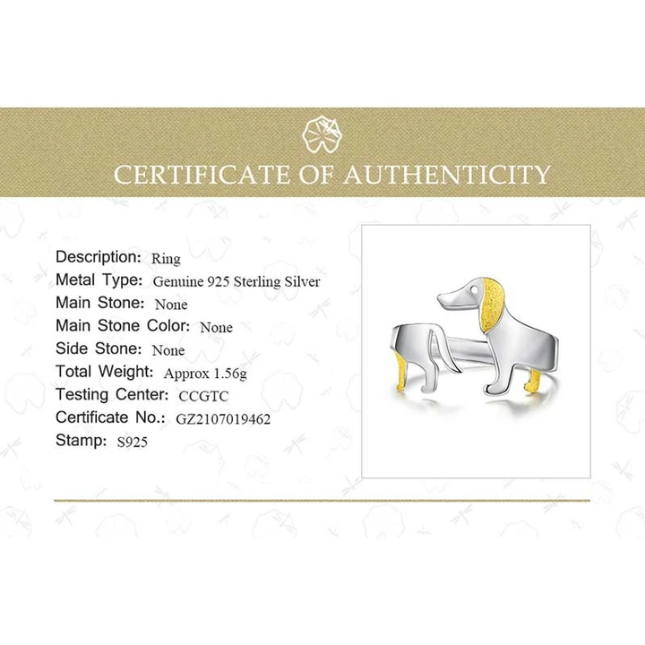 Adjustable Silver Dachshund Ring | Cute Dog Design-State of Style