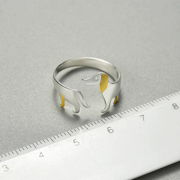 Adjustable Silver Dachshund Ring | Cute Dog Design-State of Style