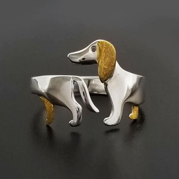 Adjustable Silver Dachshund Ring | Cute Dog Design-State of Style