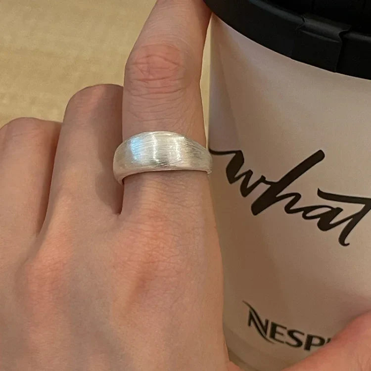 Adjustable Silver Dome Ring - Nora-Wide Band - AU 8 (19.7 cm)-State of Style