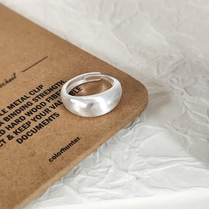 Adjustable Silver Dome Ring - Nora-Wide Band - AU 8 (19.7 cm)-State of Style