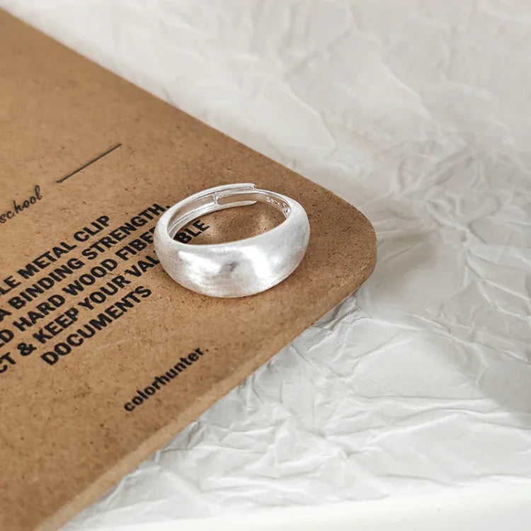 Adjustable Silver Dome Ring - Nora-Wide Band - AU 8 (19.7 cm)-State of Style