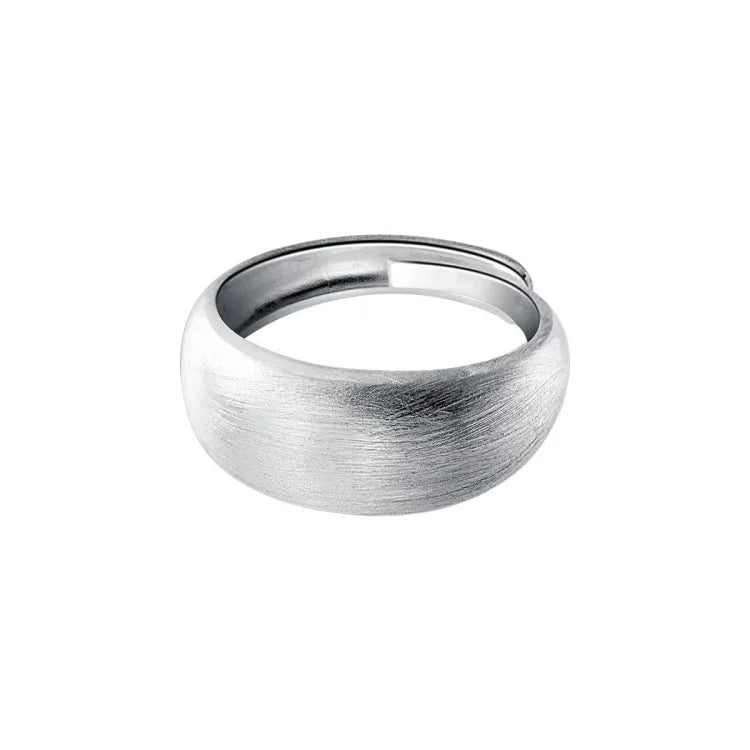 Adjustable Silver Dome Ring - Nora-Wide Band - AU 8 (19.7 cm)-State of Style