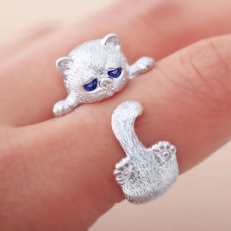 Adjustable Silver Kitten Ring - Lyana-State of Style