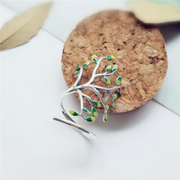 Adjustable Silver Ring | Green Leaf Design | Nature-Inspired Jewellery-State of Style