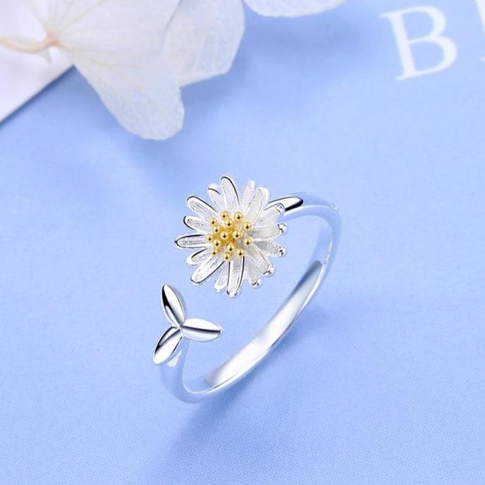 Adjustable Silver Sunflower Ring - Helios-State of Style