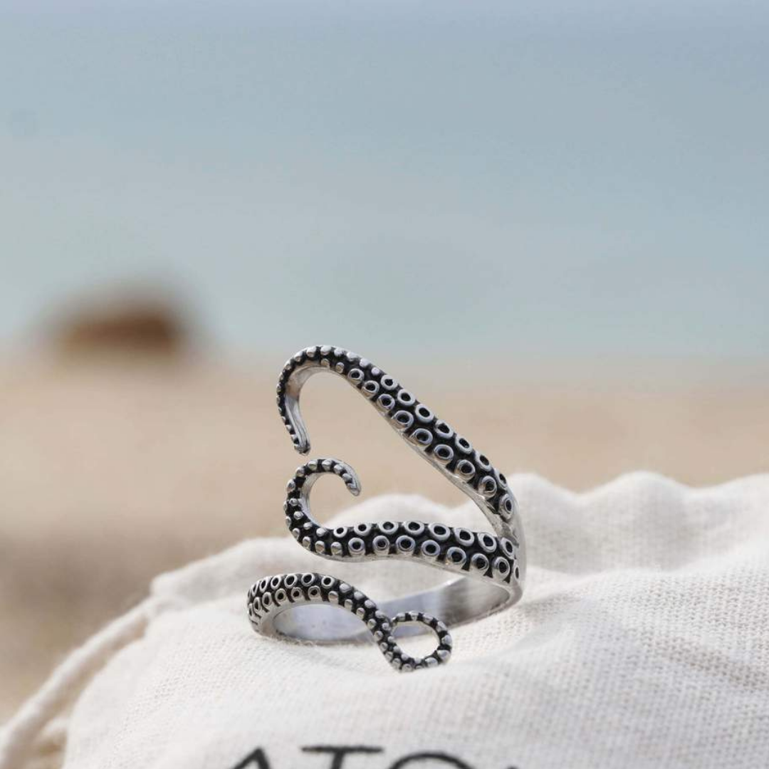 Adjustable Silver Tentacle Ring - Nautilus-State of Style