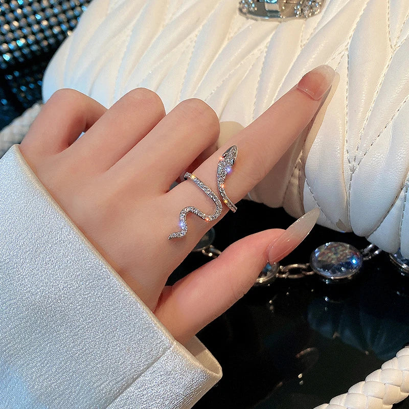 Adjustable Snake Ring | Zirconia Accents | Statement Jewellery-State of Style