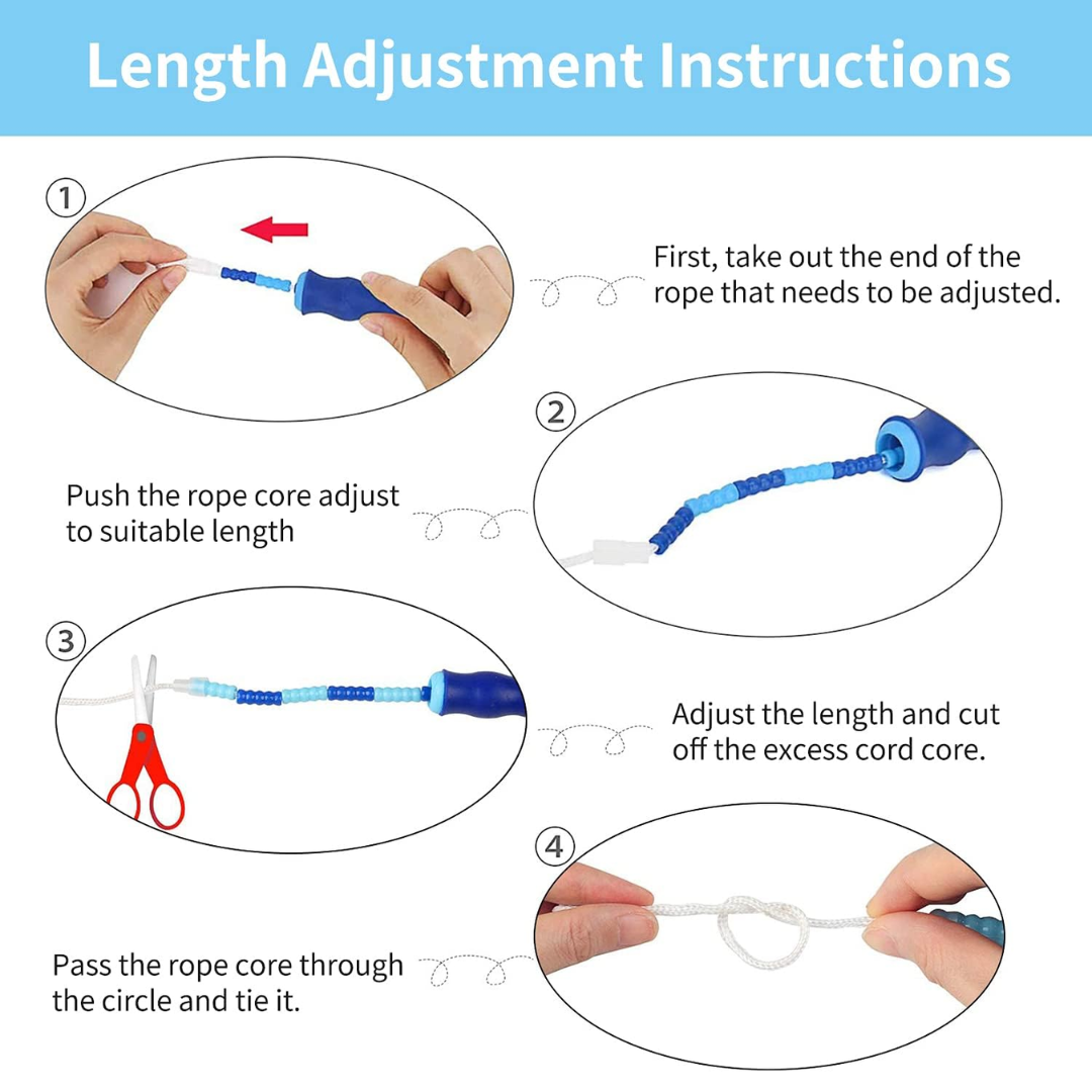 Adjustable Tangle-Free Beaded Jump Rope for Fitness-Blue-State of Style