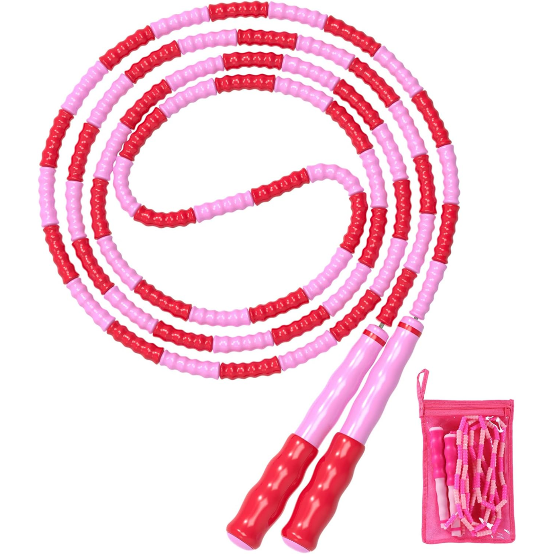 Adjustable Tangle-Free Beaded Jump Rope for Fitness-Pink-State of Style