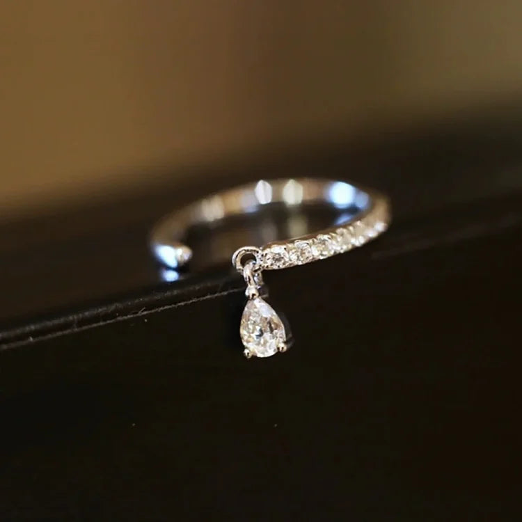 Adjustable Teardrop Ring – Isaline-Silver-State of Style