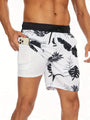 Adrik | Aqua Herren Badehose mit Handytasche-Monochrome Blume-S-State of Style