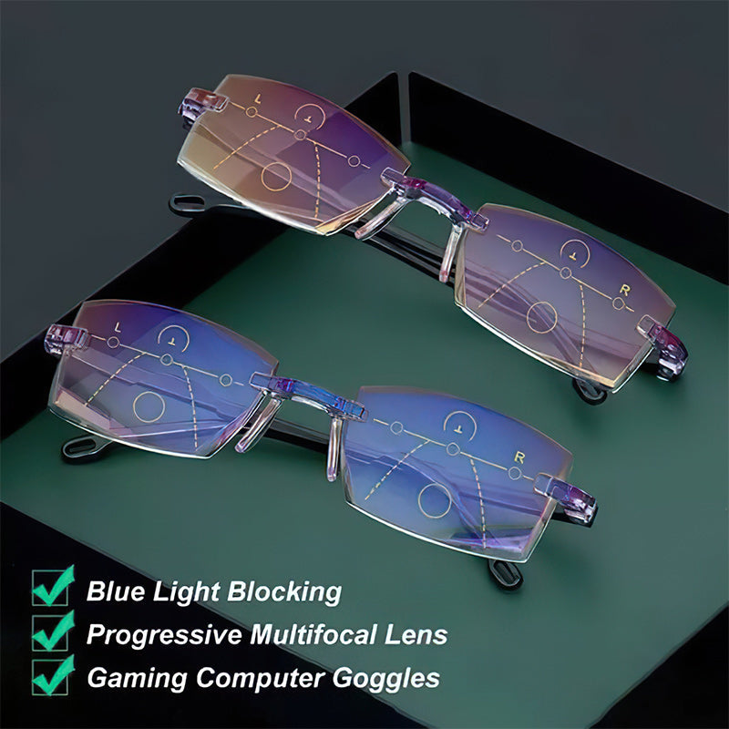 Advanced Anti-Blue Light Multifocal Reading Glasses - SapphireView-Gold-+1.00 (40-45 years)-State of Style