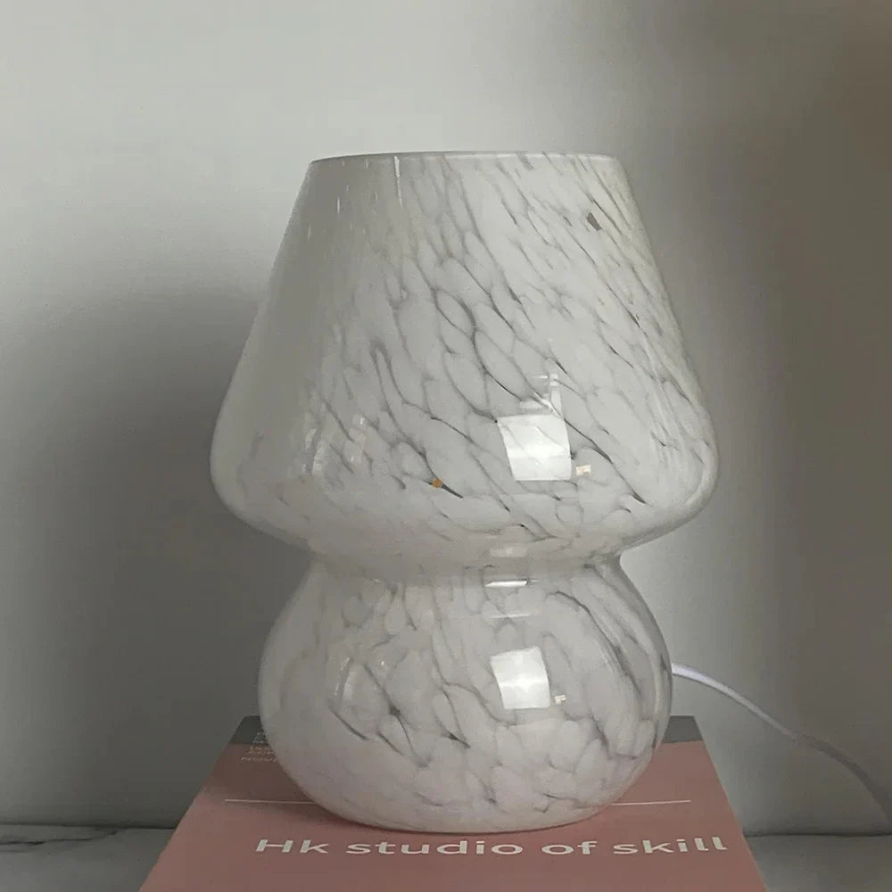 Aesthetic Glass Mushroom Lamp - LumiMush-White Dots-State of Style