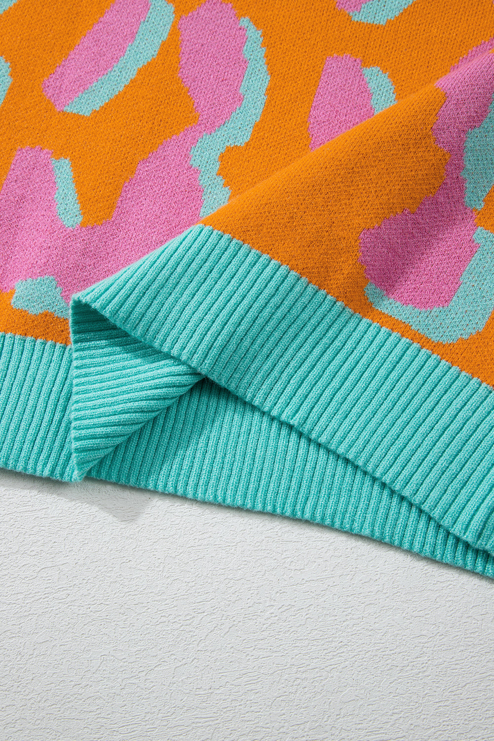 Ladies' Sweater With Colour Block Leopard Print And Round Neck - Liora