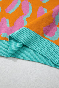 Ladies' Sweater With Colour Block Leopard Print And Round Neck - Liora