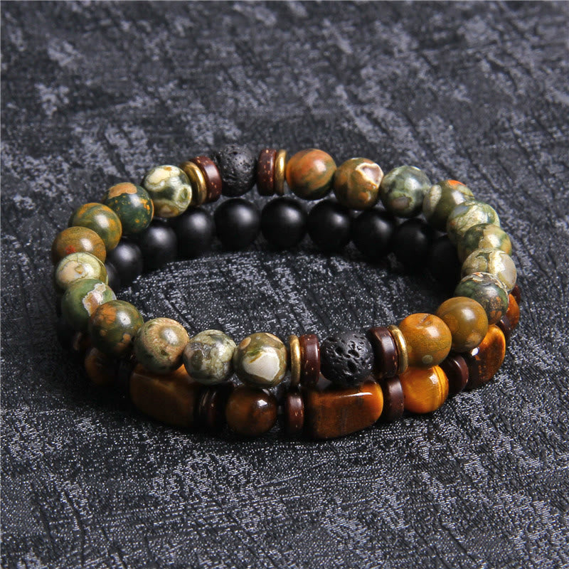 African Turquoise & Tiger Eye Bracelet - Naya-Tiger Eye & Onyx-State of Style