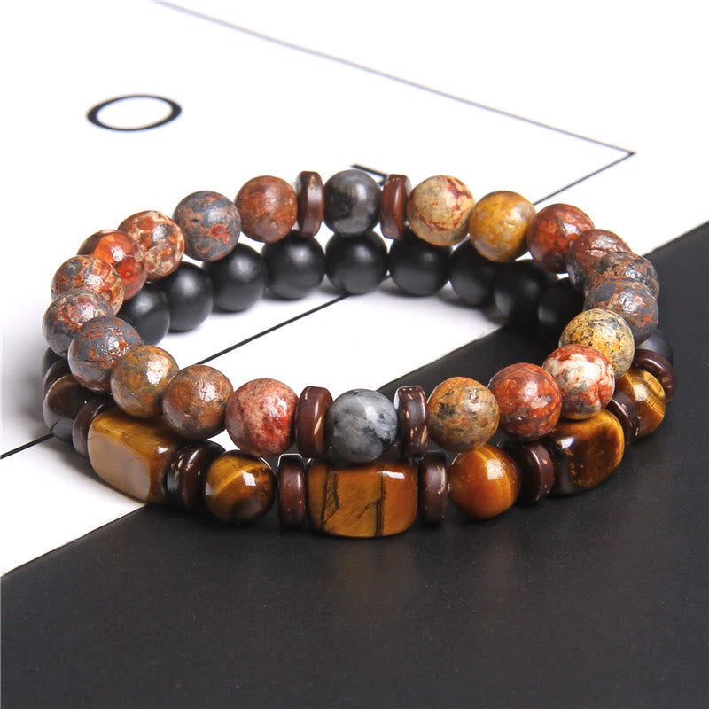 African Turquoise & Tiger Eye Bracelet - Naya-Tiger's Eye & Bronzite-State of Style