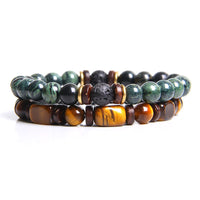 African Turquoise & Tiger Eye Bracelet - Naya-Tiger's Eye & Malachite-State of Style