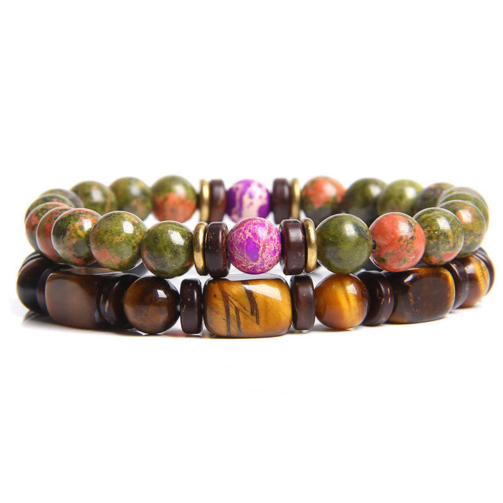African Turquoise & Tiger Eye Bracelet - Naya-Tiger's Eye & Unakite-State of Style
