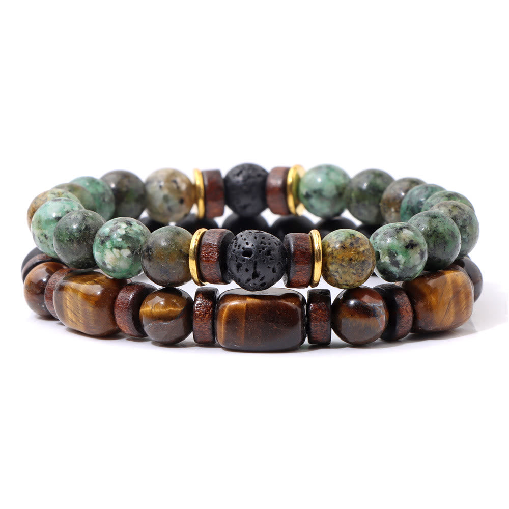 African Turquoise & Tiger’s Eye Bracelet – Naya-Tiger’s Eye & African Turquoise-State of Style