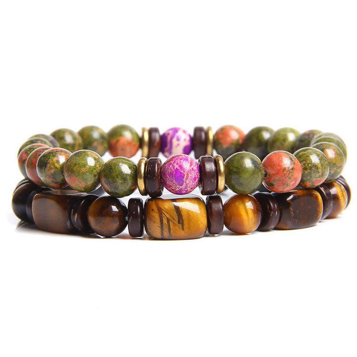 African Turquoise & Tiger’s Eye Bracelet – Naya-Tiger’s Eye & Unakite-State of Style