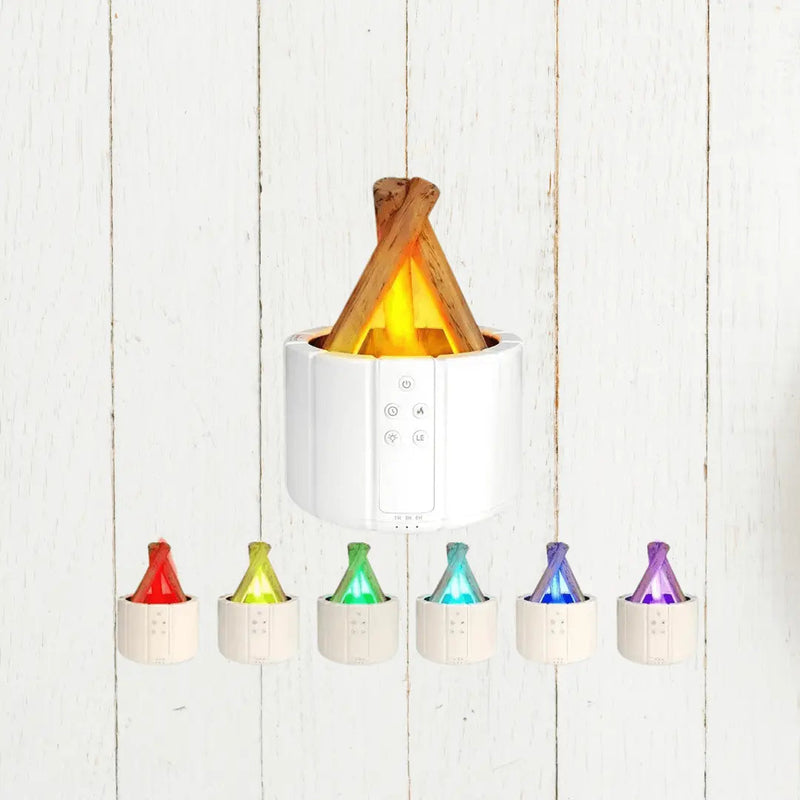 Air Humidifier - FlameMist-White Casing with 7 Light Colours-State of Style