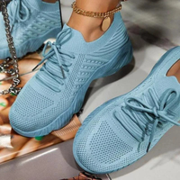 Air-permeable women's chunky sneakers with lacing – Saphira-Light blue-3-State of Style