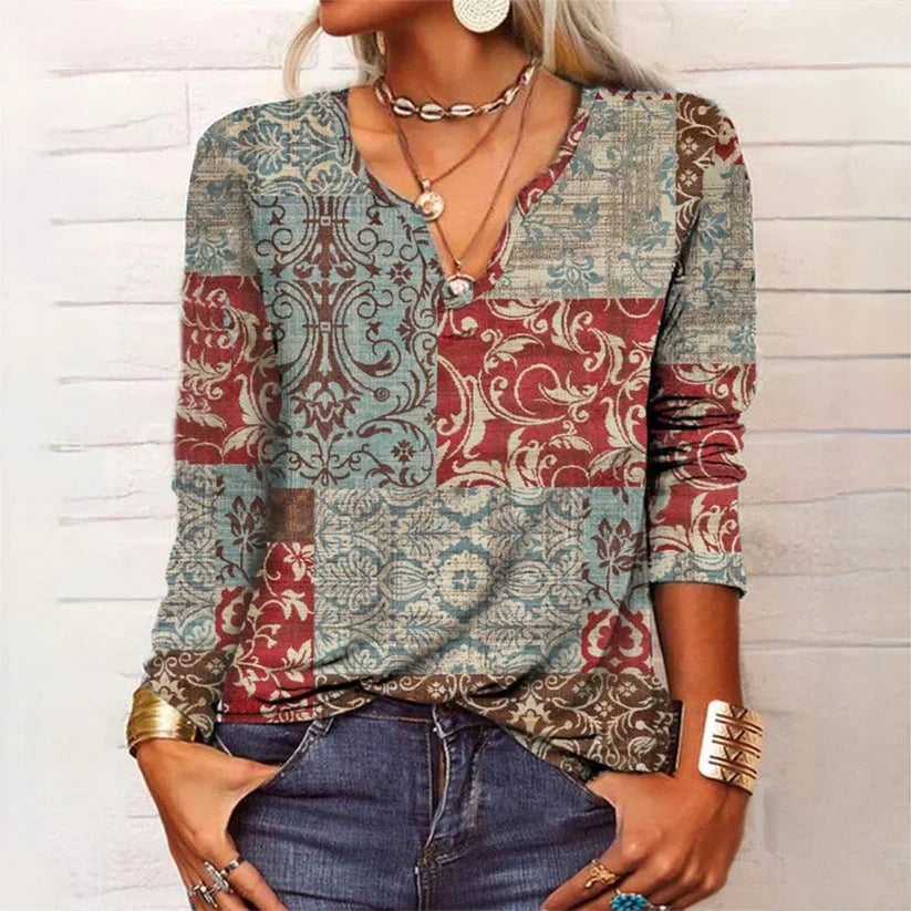 Airy ladies' summer blouse with V-neck – Lina-S-State of Style