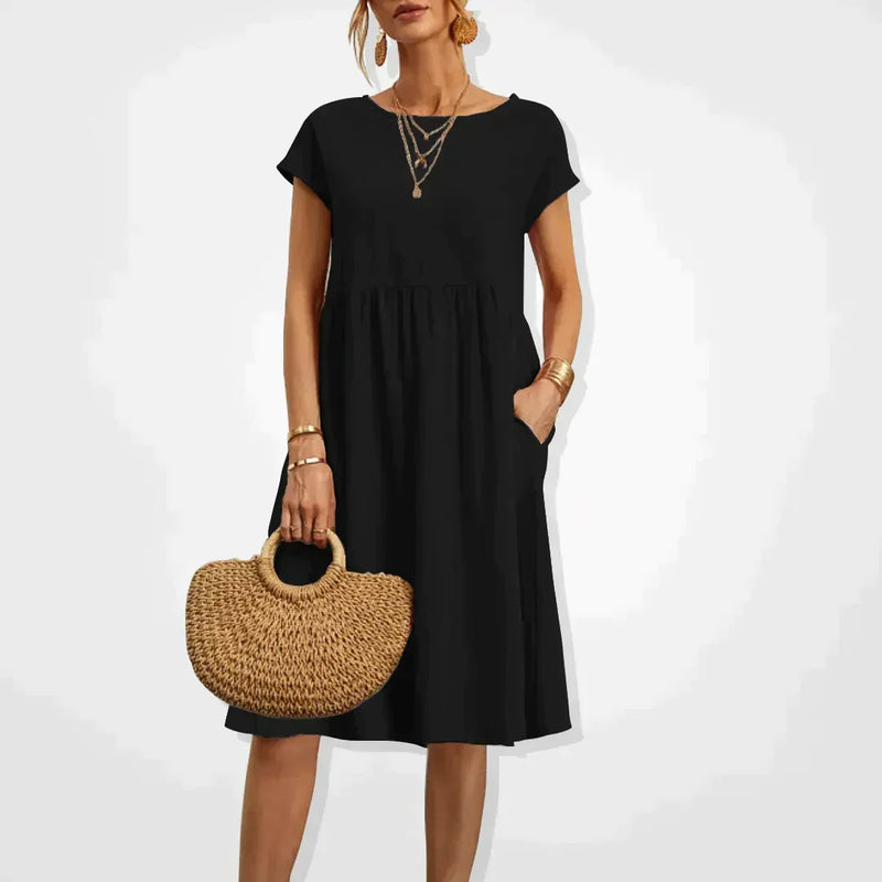 Airy linen dress - Elodie-Black-S-State of Style