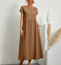 Airy linen dress - Elodie-Brown-S-State of Style