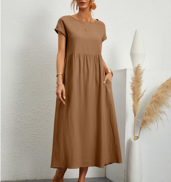 Airy linen dress - Elodie-Brown-S-State of Style