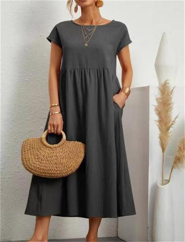 Airy linen dress - Elodie-Dark grey-S-State of Style