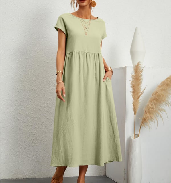 Airy linen dress - Elodie-Light green-S-State of Style