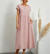 Airy linen dress - Elodie-Pink-S-State of Style