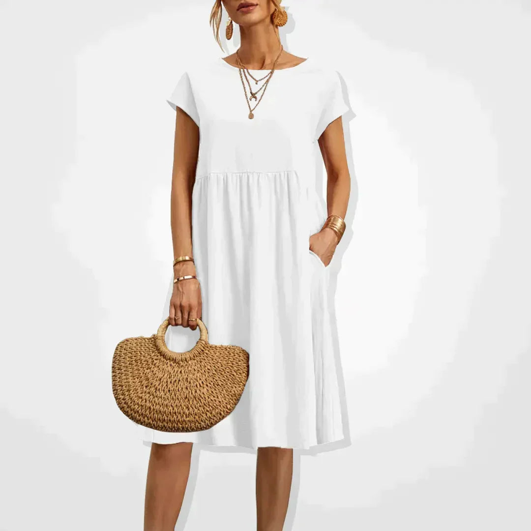 Airy linen dress - Elodie-White-S-State of Style