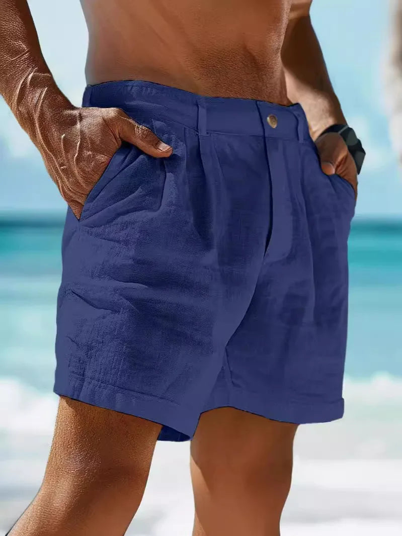Airy linen summer shorts for men – Jonas-Dark blue-S-State of Style